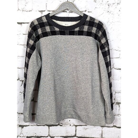 MADEWELL Buffalo Plaid Check Wool-Blend Pullover Sweater Size Large - Picture 1 of 5